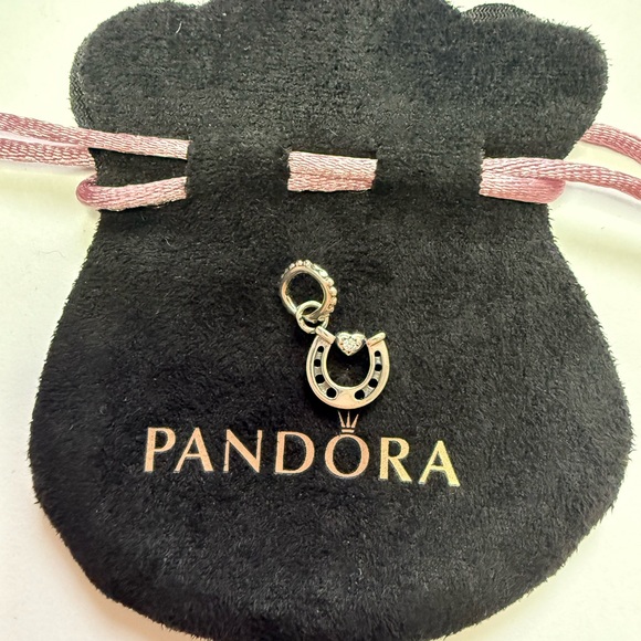 Pandora Silver Horseshoe Charm with Sparkling Detail - Picture 1 of 4